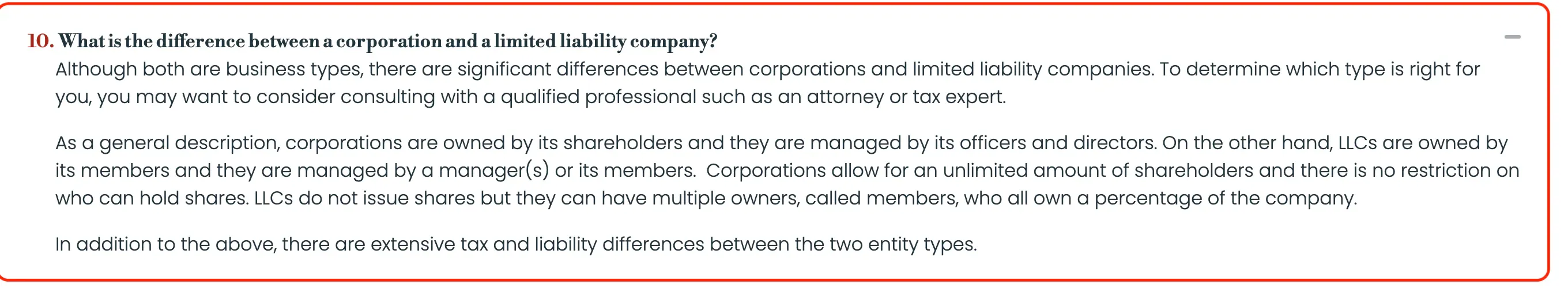Arizona Corporation Commission FAQ explaining that LLCs are owned by members and may be managed by members or managers