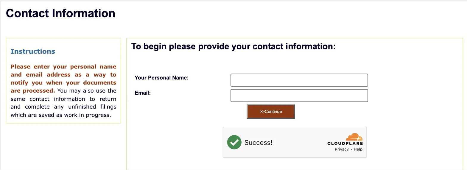 Oklahoma Secretary of State business record access form asking for a personal name and email before showing the record