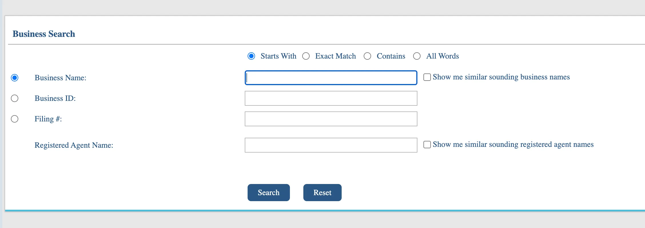 New Hampshire Secretary of State QuickStart Business Inquiry landing page