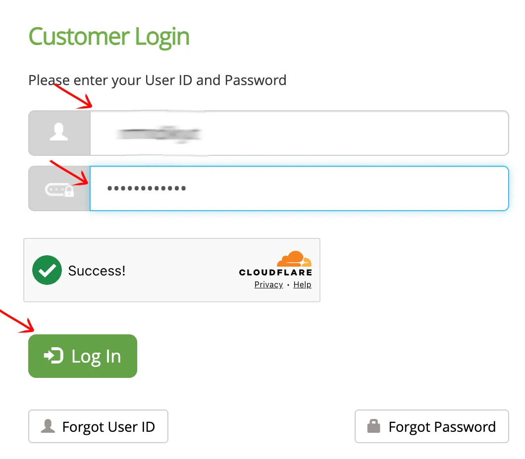 Washington customer login screen ready for sign in