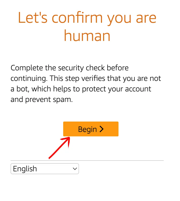 Kansas security verification landing screen with Begin button