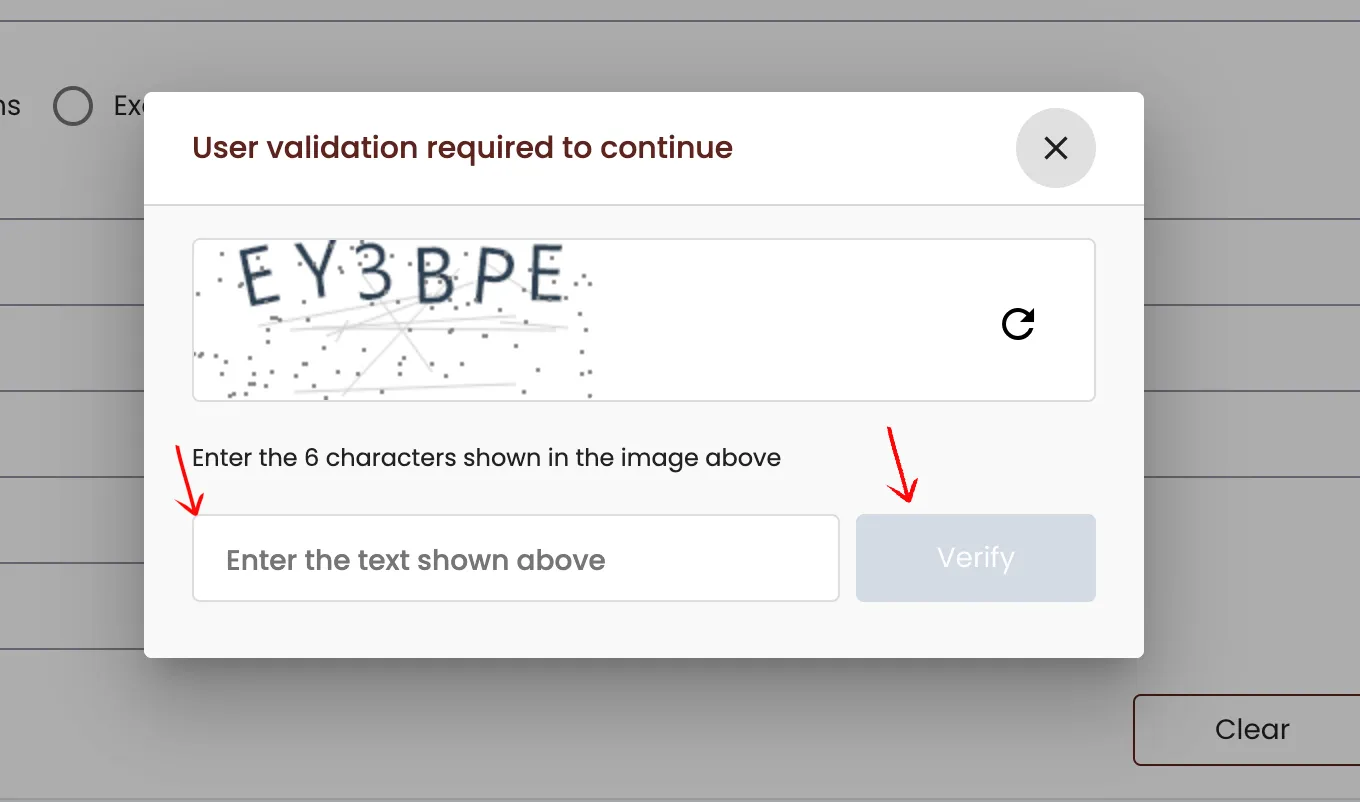Arizona security verification CAPTCHA