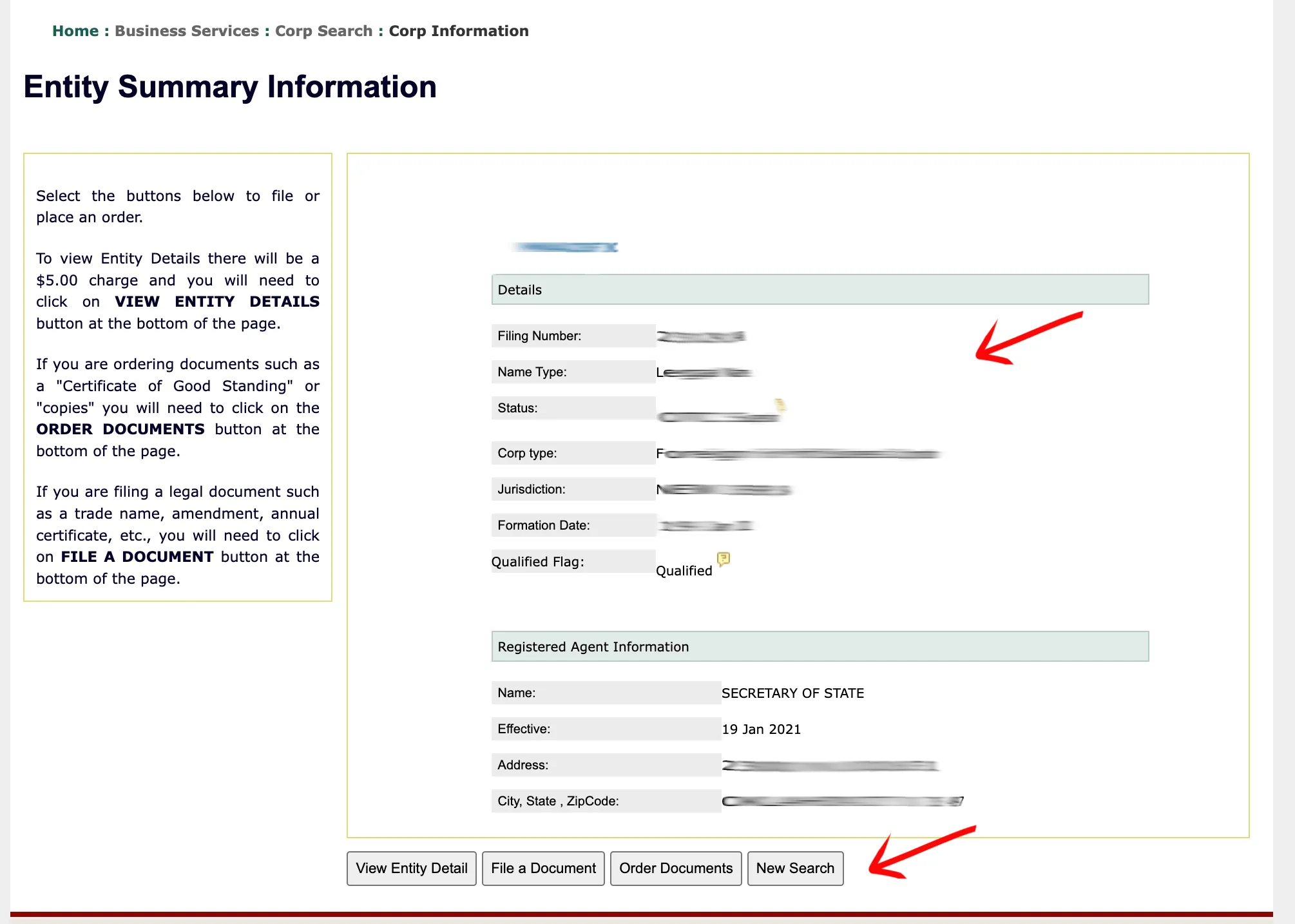 Oklahoma detailed business profile containing summary and agent details